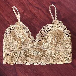 Free People Intimates yellow Lace Bralette adjustable straps & elastic back